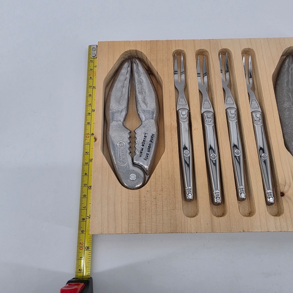 Jean Dubost Laguiole France 6pc Seafood Lobster Crab Tool Set Wood Box - Picture 2 of 5